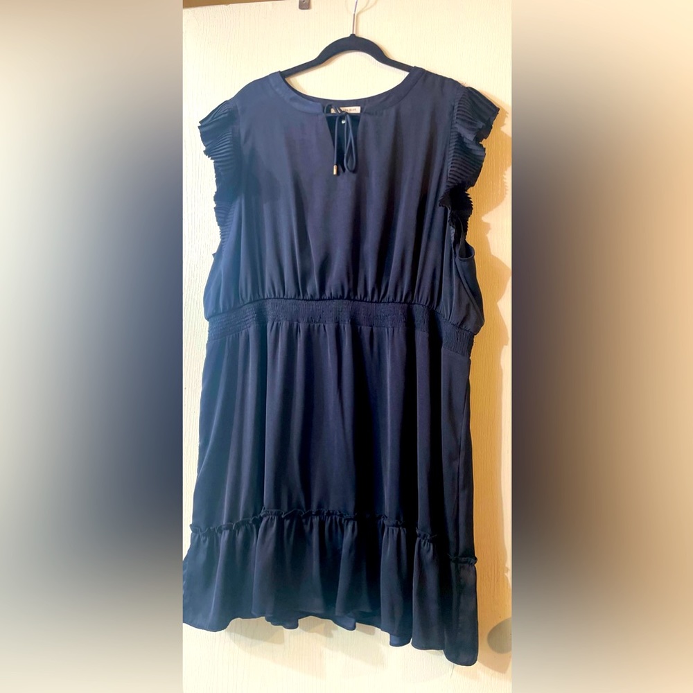 Navy Blue Satiny Dress